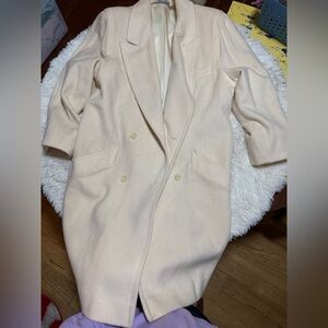 Classic Cream Oversized Wool Blend Long Coat